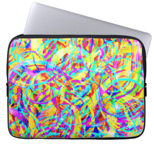 Bright Neon Patterns Print Laptop Sleeve