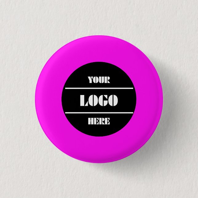 Bright Neon Pink Personalised Circle Badge Button (Front)