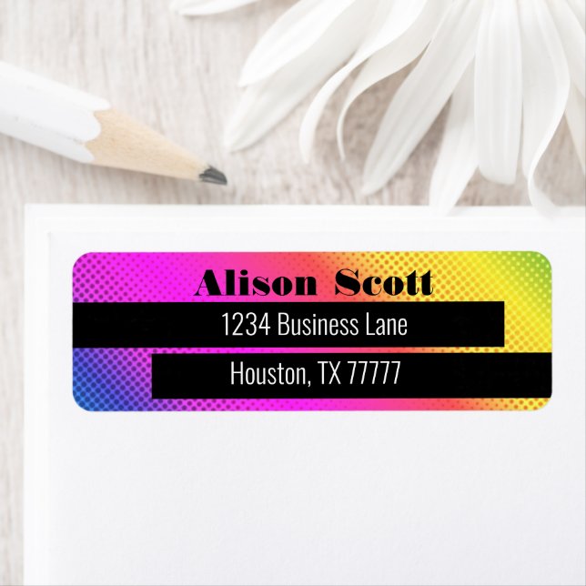 Bright Neon Rainbow Modern Business Return Address Label (Insitu)