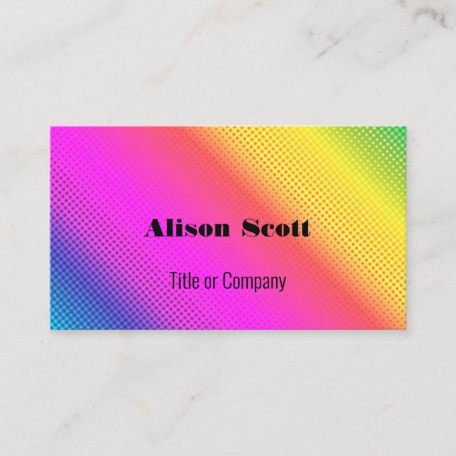Bright Neon Rainbow Modern Social Media Business Card (Front)