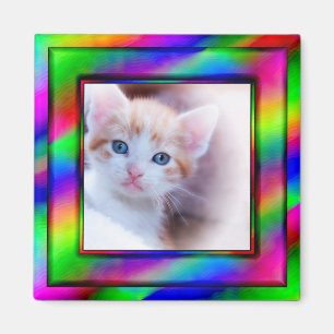 Bright Neon Rainbow Ombre Photo Frame Magnet