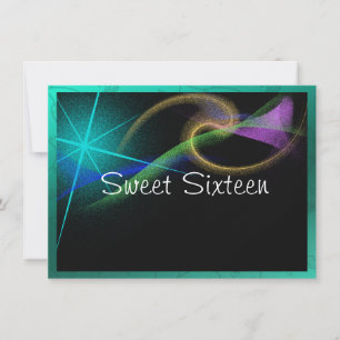Bright Neon, Sparkle, Sweet Sixteen Invite