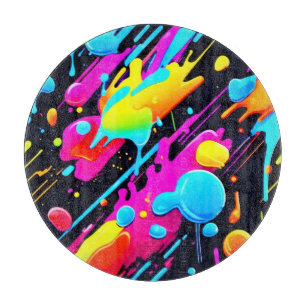 Bright Neon Splashes in Abstract Artwork Cutting Board