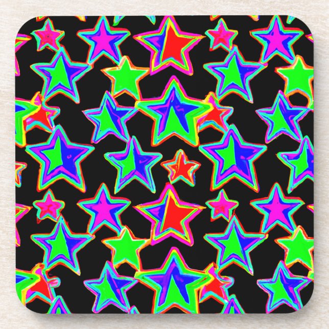 Bright Neon Starlight Pattern Coaster (Front)