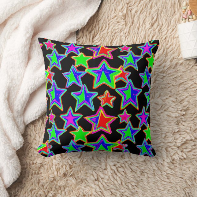 Bright Neon Starlight Pattern Cushion (Blanket)