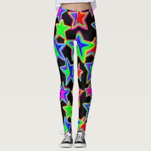 Bright Neon Starlight Pattern Leggings