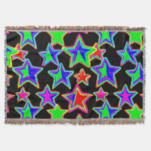 Bright Neon Starlight Pattern Throw Blanket