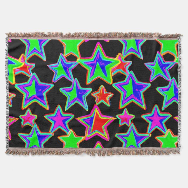 Bright Neon Starlight Pattern Throw Blanket (Front)