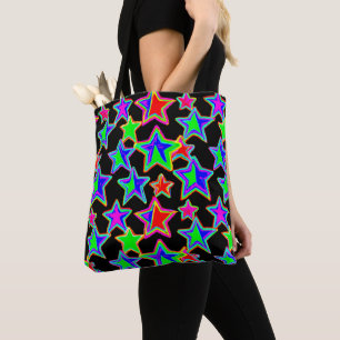 Bright Neon Starlight Pattern Tote Bag