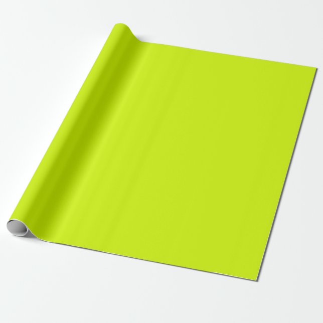 Bright Neon Yellow Green Chartreuse Solid Colour Wrapping Paper (Unrolled)