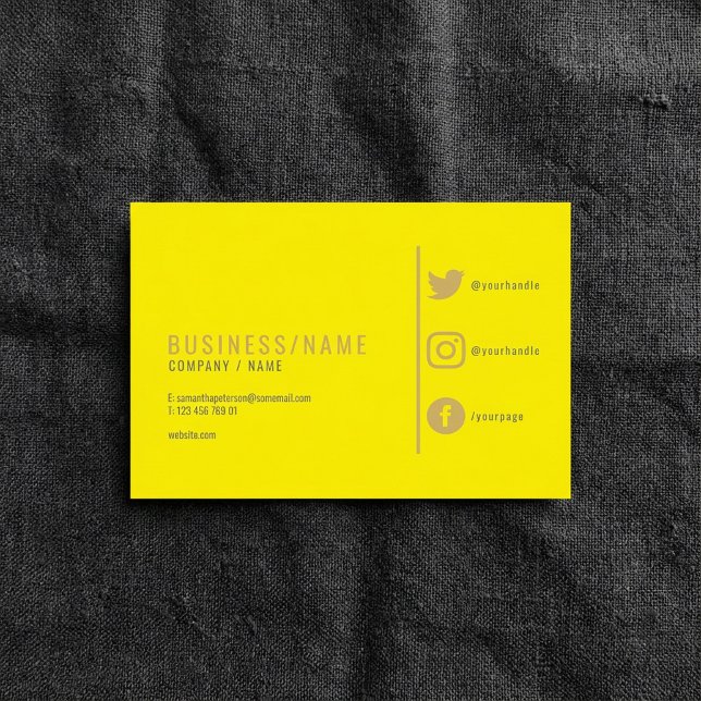 Bright neon yellow social media business card. card (Bright neon yellow social media business card. business card.)