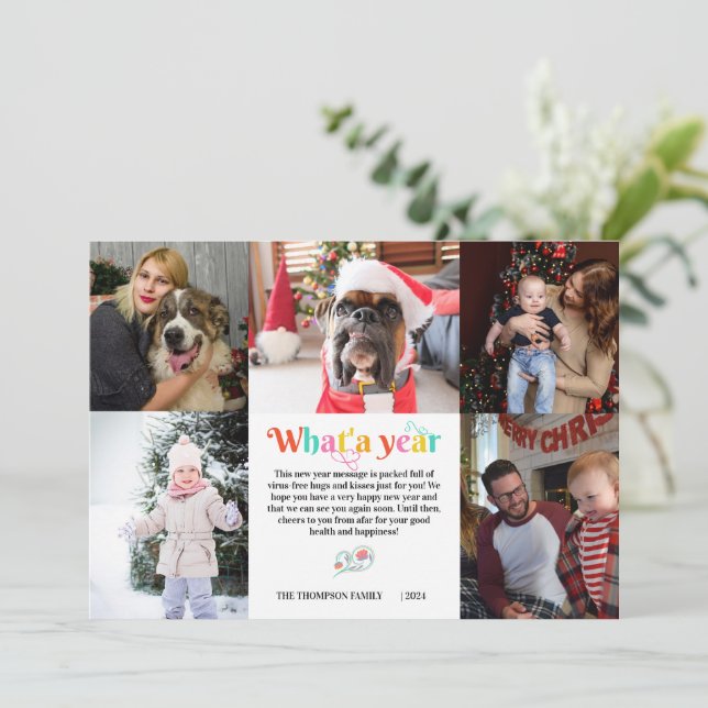 Bright New Year in review 5 photo collage grid Announcement (Standing Front)