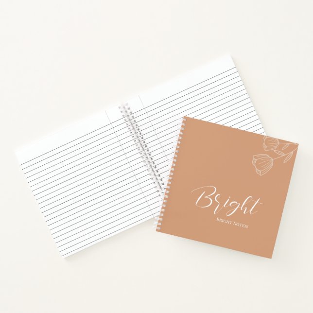 Bright Notes Dark Salmon White Typography  Notebook (Inside)