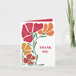 Bright Nouveau Floral Vivid Wedding Thank You Card