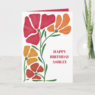 Bright Nouveau Floral Woman Happy Birthday Card