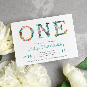 Bright One   First Birthday Party Invitation