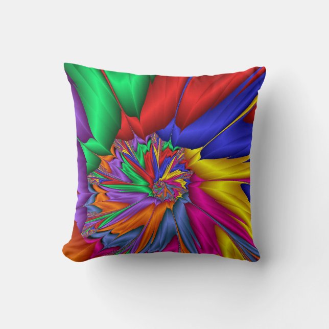 Bright One Fractal Spiral Throw PIllow (Front)