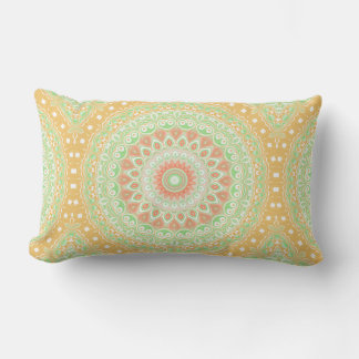 Bright Orange and Green Summer Kaleidoscope Lumbar Cushion