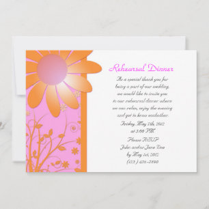 Bright Orange and PInk Floral Rehearsal Dinner Invitation