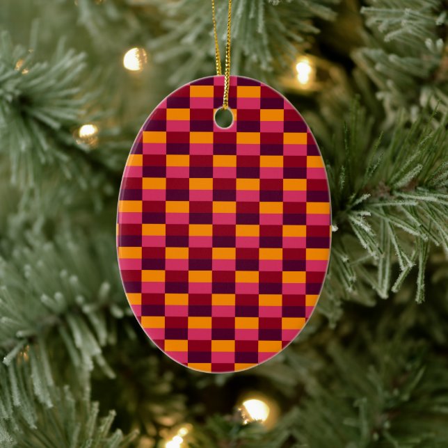 Bright Orange and Purple Combination Ceramic Ornament (Tree)