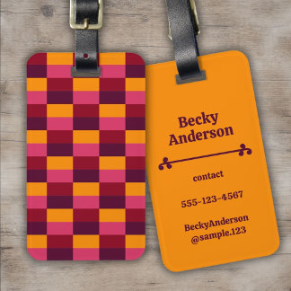 Bright Orange and Purple Combination Luggage Tag
