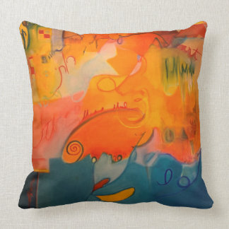 Bright Orange and Teal Blue Throw Pillow