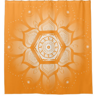 Bright Orange and White Mandala Shower Curtain