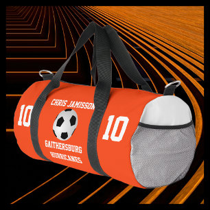 Bright Orange and White Soccer Team Coach Player Duffle Bag