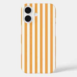 Bright Orange and White Vertical Stripes Aesthetic iPhone 16 Case