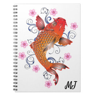 Bright Orange and Yellow Oriental Koi Fish Custom Notebook
