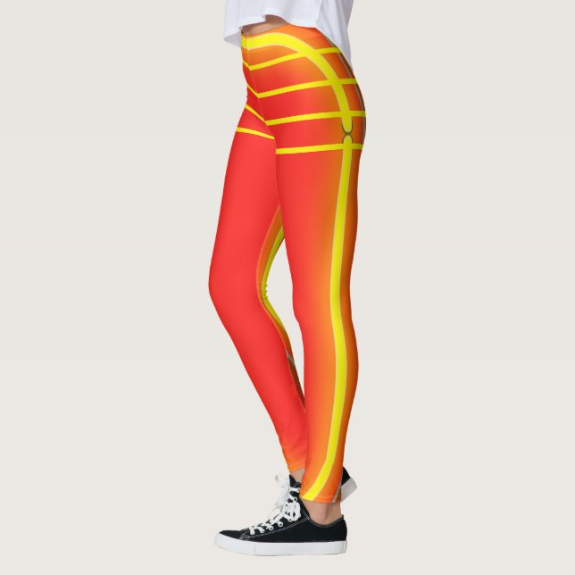 Bright Orange and Yellow Pattern Womens Athletic Leggings (Left)