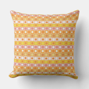 Bright Orange and Yellow Square Pattern Cushion