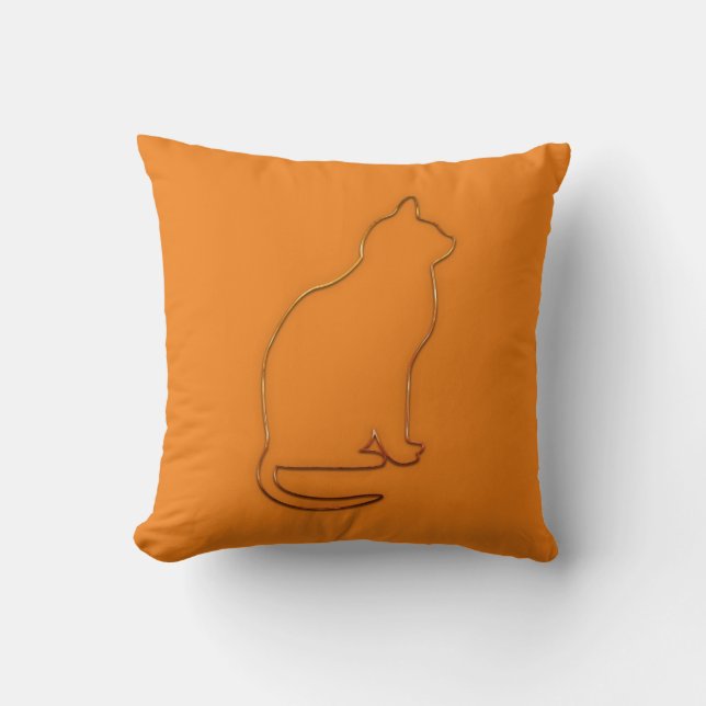 Bright Orange Black Cat Pillow (Front)