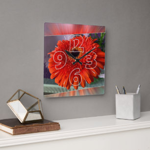 Bright orange blossom Wall Clock
