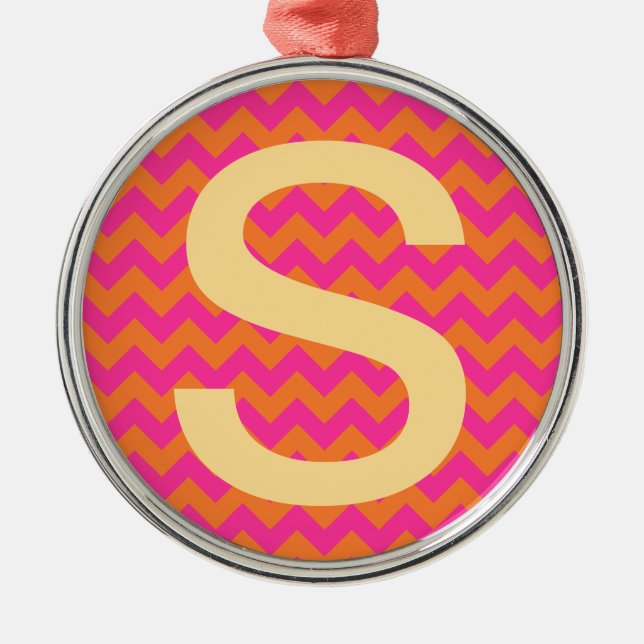 Bright Orange Chevron Metal Tree Decoration (Front)