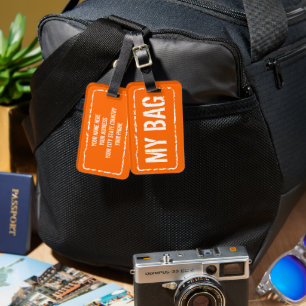 Bright orange colour travel luggage tag Customis