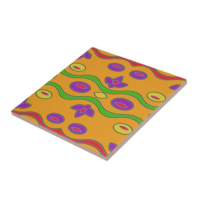 Bright Orange Colourful Funky Abstract Trivet (Side)