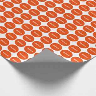 Bright Orange Dots Pattern On White With Name Wrapping Paper
