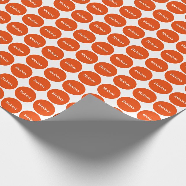 Bright Orange Dots Pattern On White With Name Wrapping Paper (Corner)