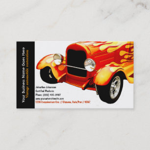 Bright Orange Flames Restored Vintage Auto Business Card