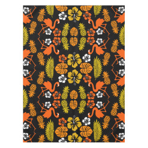 Bright Orange Floral Tropical Patterned Tablecloth
