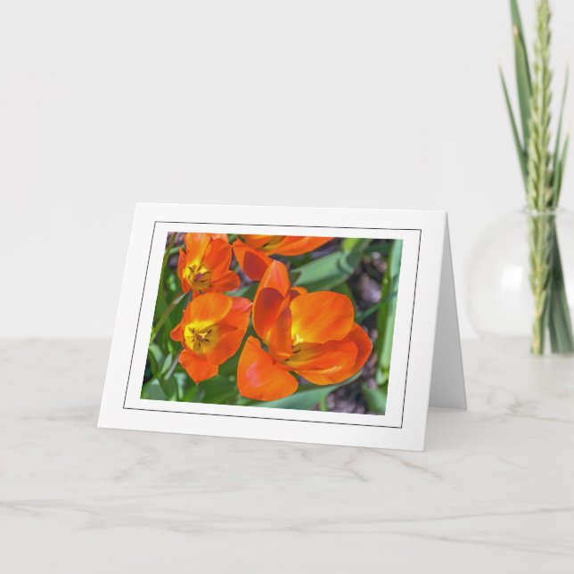 Bright orange flowers greeting card (Front)