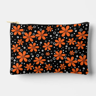 Bright orange flowers on a black background with w accessory pouch
