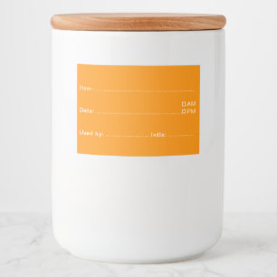 Bright Orange Food Labels for Home and Kitchen