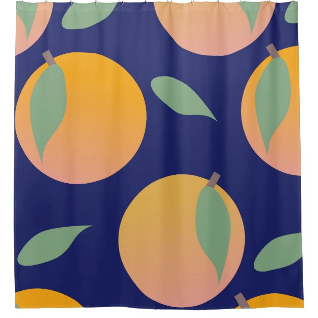 Bright Orange Fruit Blue Pattern   Shower Curtain (Front)