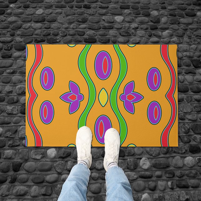 Bright Orange Funky Modern Abstract Art Doormat (Creator Uploaded)