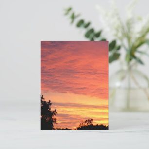 Bright Orange Glowing Cloudy Sunset, Postcard