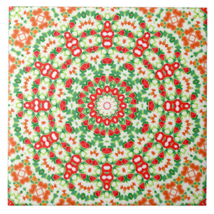 Bright Orange Green Fashionable Bandanna Shawl Ceramic Tile