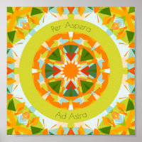 Bright Orange Green Per Aspera Ad Astra Star Kids