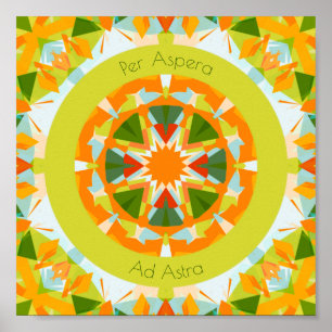 Bright Orange Green Per Aspera Ad Astra Star Kids Poster